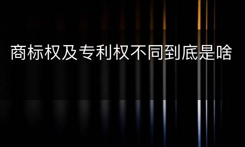 商标权及专利权不同到底是啥
