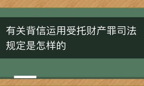 有关背信运用受托财产罪司法规定是怎样的