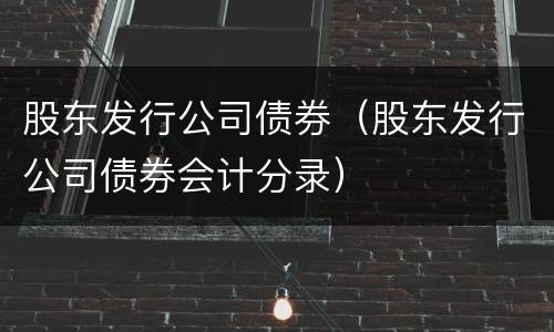 股东发行公司债券（股东发行公司债券会计分录）