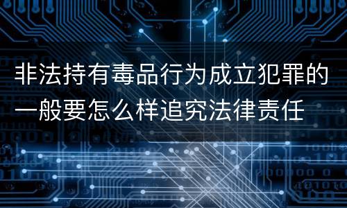 非法持有毒品行为成立犯罪的一般要怎么样追究法律责任