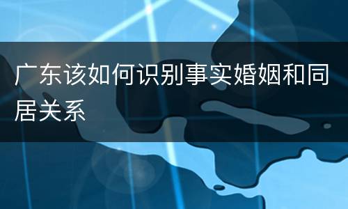 广东该如何识别事实婚姻和同居关系