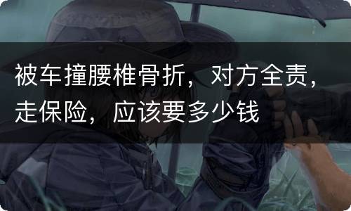 被车撞腰椎骨折，对方全责，走保险，应该要多少钱