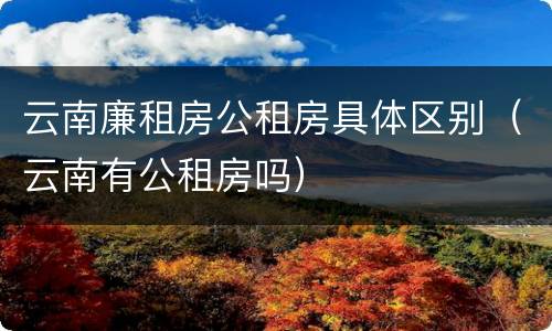 云南廉租房公租房具体区别（云南有公租房吗）