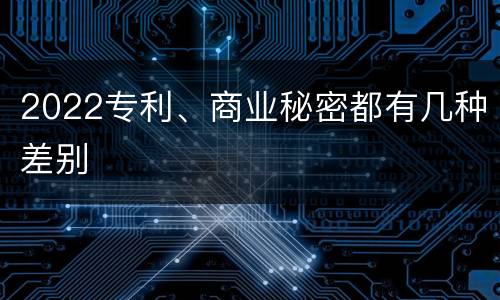 2022专利、商业秘密都有几种差别