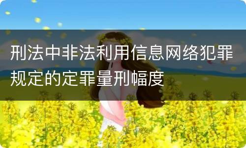 刑法中非法利用信息网络犯罪规定的定罪量刑幅度