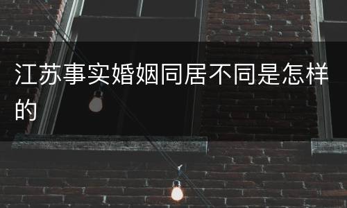 江苏事实婚姻同居不同是怎样的