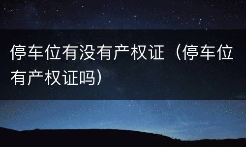 停车位有没有产权证（停车位有产权证吗）