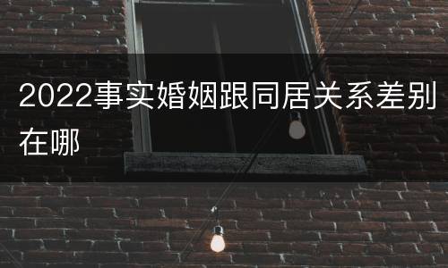 2022事实婚姻跟同居关系差别在哪
