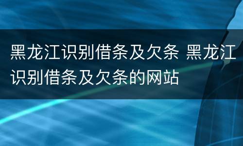黑龙江识别借条及欠条 黑龙江识别借条及欠条的网站