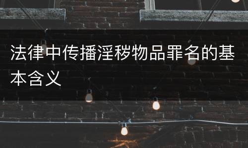 法律中传播淫秽物品罪名的基本含义