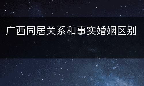广西同居关系和事实婚姻区别