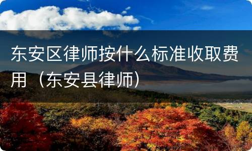 东安区律师按什么标准收取费用（东安县律师）