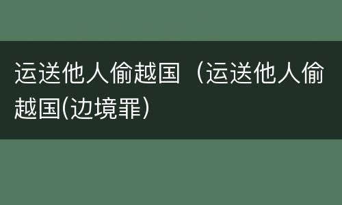 运送他人偷越国（运送他人偷越国(边境罪）
