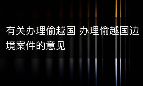 有关办理偷越国 办理偷越国边境案件的意见