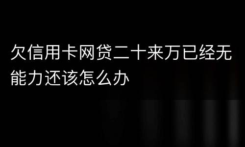 欠信用卡网贷二十来万已经无能力还该怎么办