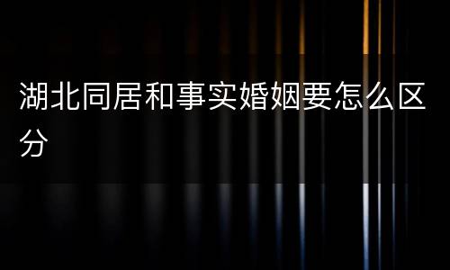 湖北同居和事实婚姻要怎么区分