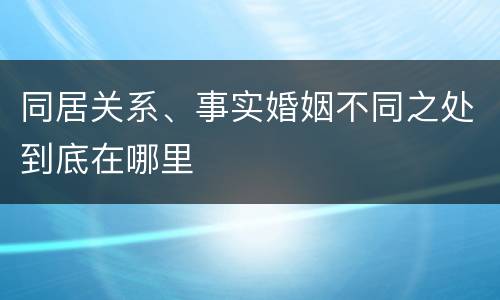 同居关系、事实婚姻不同之处到底在哪里