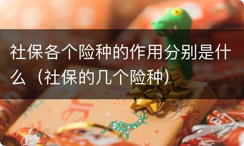 社保各个险种的作用分别是什么（社保的几个险种）