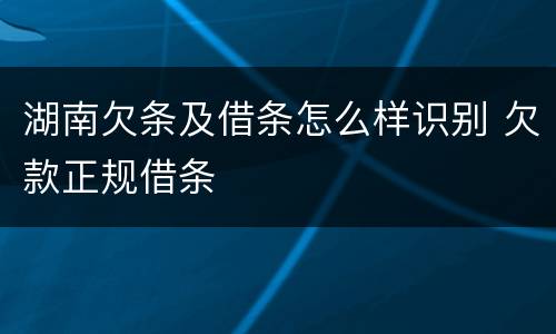 湖南欠条及借条怎么样识别 欠款正规借条