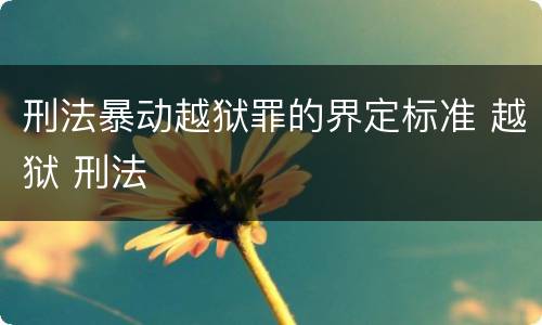 刑法暴动越狱罪的界定标准 越狱 刑法