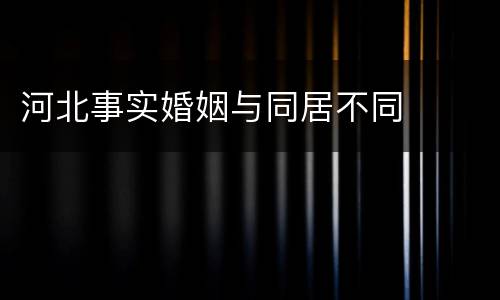 河北事实婚姻与同居不同