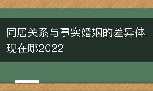 同居关系与事实婚姻的差异体现在哪2022