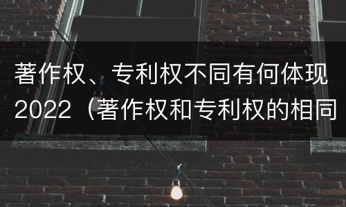 著作权、专利权不同有何体现2022（著作权和专利权的相同）