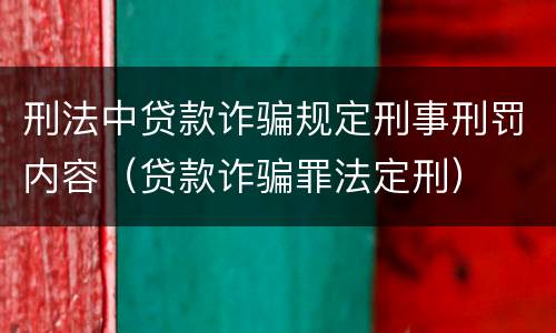 刑法中贷款诈骗规定刑事刑罚内容（贷款诈骗罪法定刑）