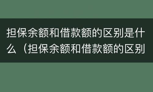 担保余额和借款额的区别是什么（担保余额和借款额的区别是什么意思）