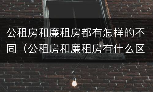 公租房和廉租房都有怎样的不同（公租房和廉租房有什么区别吗）