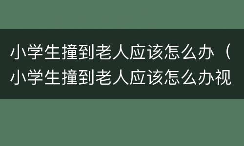 小学生撞到老人应该怎么办（小学生撞到老人应该怎么办视频）