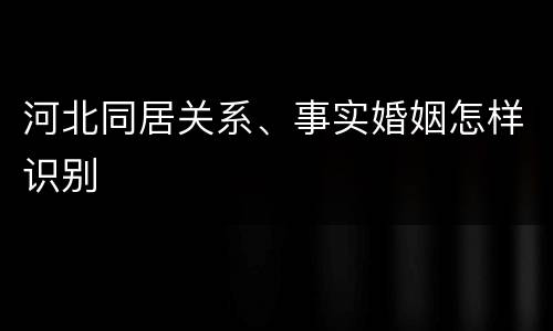 河北同居关系、事实婚姻怎样识别