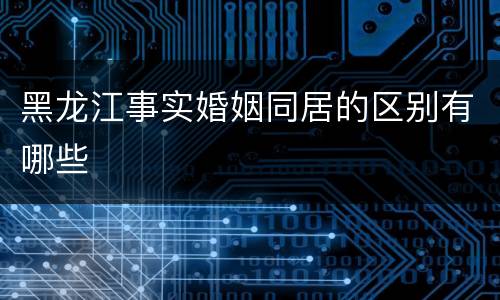 黑龙江事实婚姻同居的区别有哪些