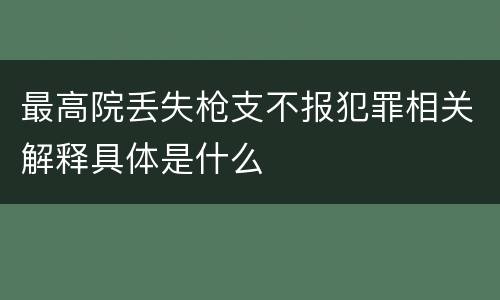 最高院丢失枪支不报犯罪相关解释具体是什么
