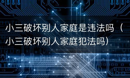 小三破坏别人家庭是违法吗（小三破坏别人家庭犯法吗）