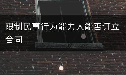 限制民事行为能力人能否订立合同