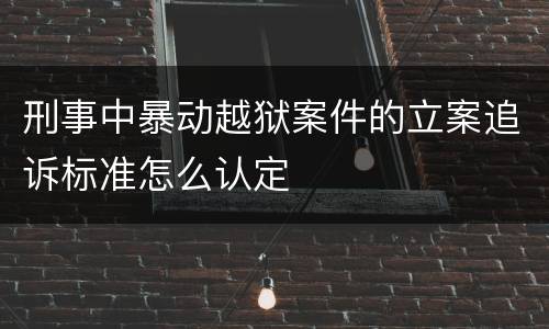 刑事中暴动越狱案件的立案追诉标准怎么认定
