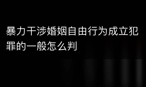 暴力干涉婚姻自由行为成立犯罪的一般怎么判