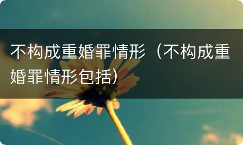 不构成重婚罪情形（不构成重婚罪情形包括）