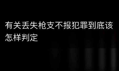 有关丢失枪支不报犯罪到底该怎样判定