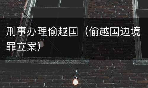 刑事办理偷越国（偷越国边境罪立案）