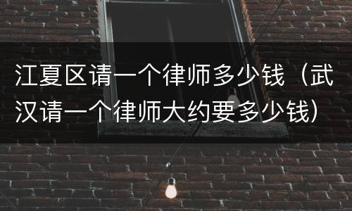 江夏区请一个律师多少钱（武汉请一个律师大约要多少钱）