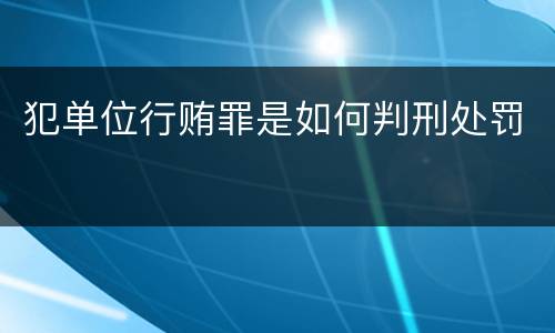 犯单位行贿罪是如何判刑处罚