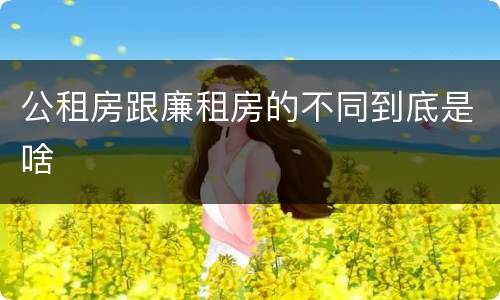 公租房跟廉租房的不同到底是啥