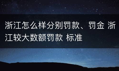 浙江怎么样分别罚款、罚金 浙江较大数额罚款 标准