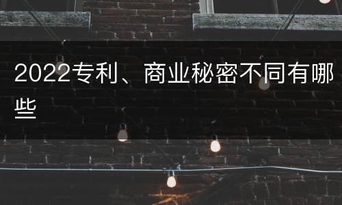 2022专利、商业秘密不同有哪些