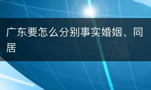 广东要怎么分别事实婚姻、同居