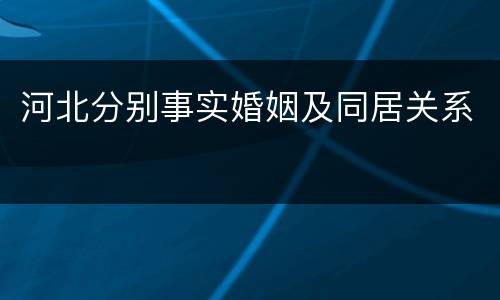 河北分别事实婚姻及同居关系
