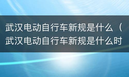 武汉电动自行车新规是什么（武汉电动自行车新规是什么时候实施）