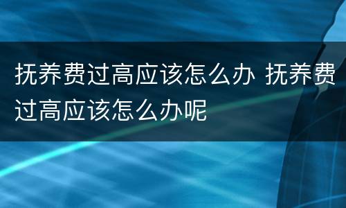 抚养费过高应该怎么办 抚养费过高应该怎么办呢